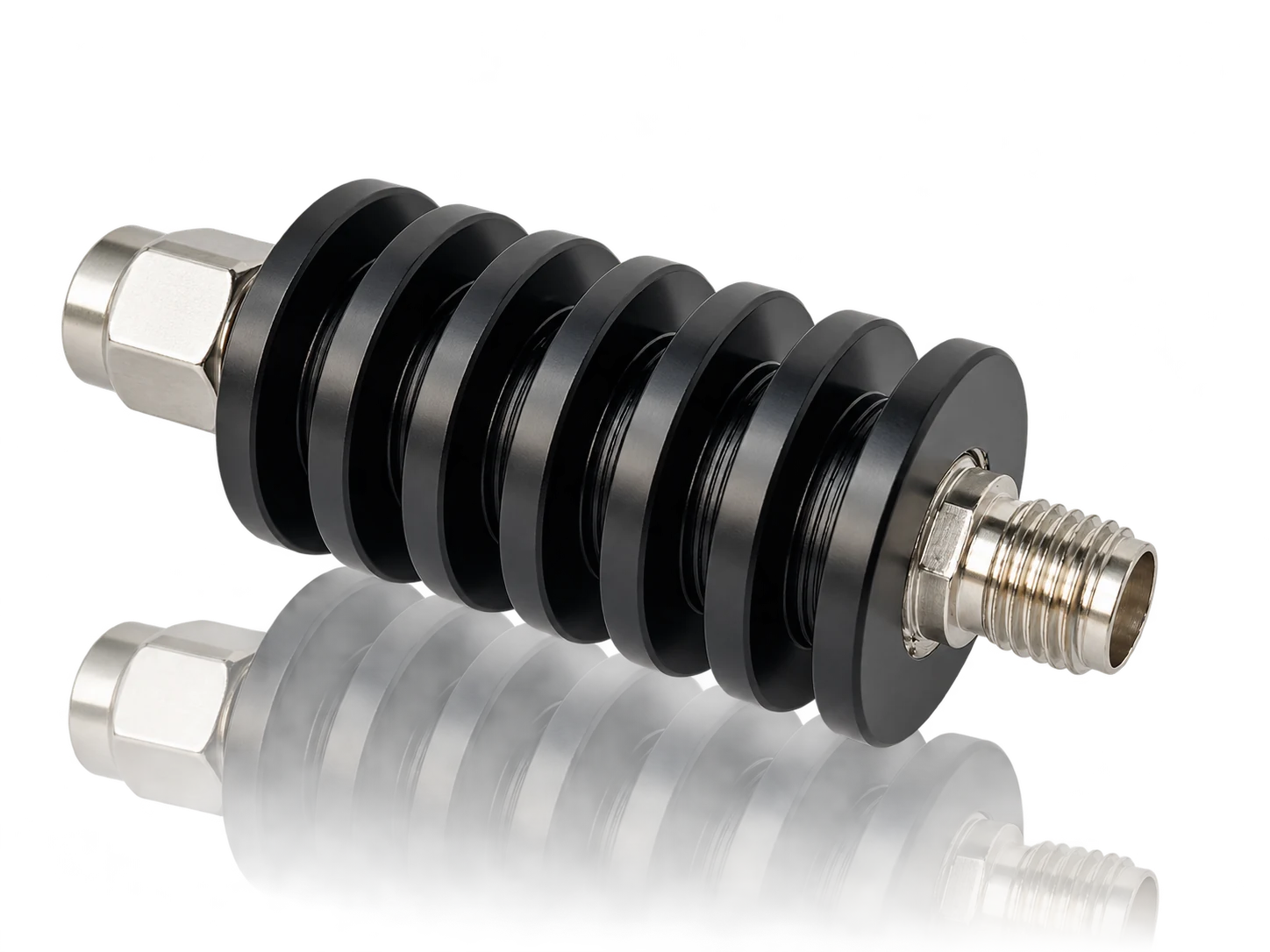20 dB RF attenuator with finned black body and RF connectors